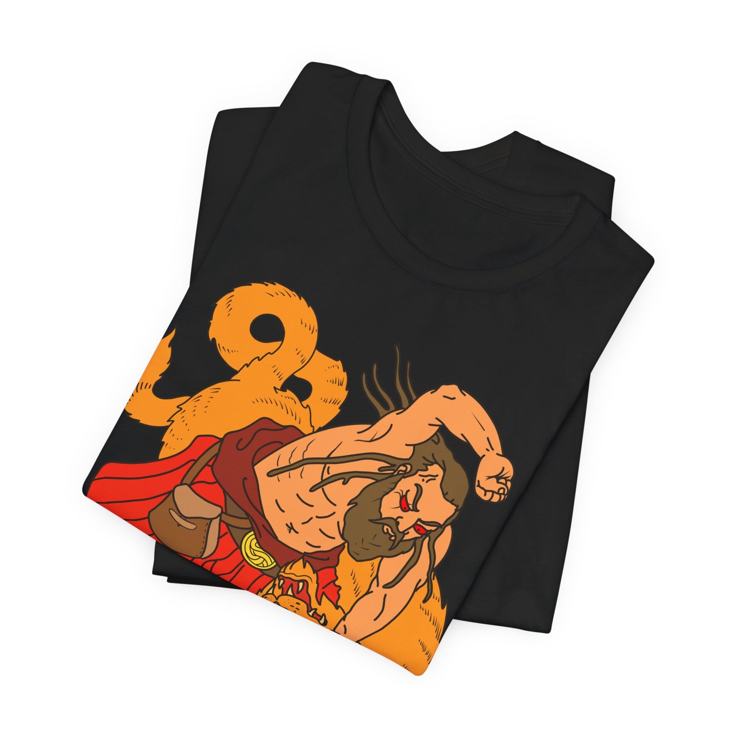 Savage Clash T-Shirt: Warrior vs. Tiger on Black
