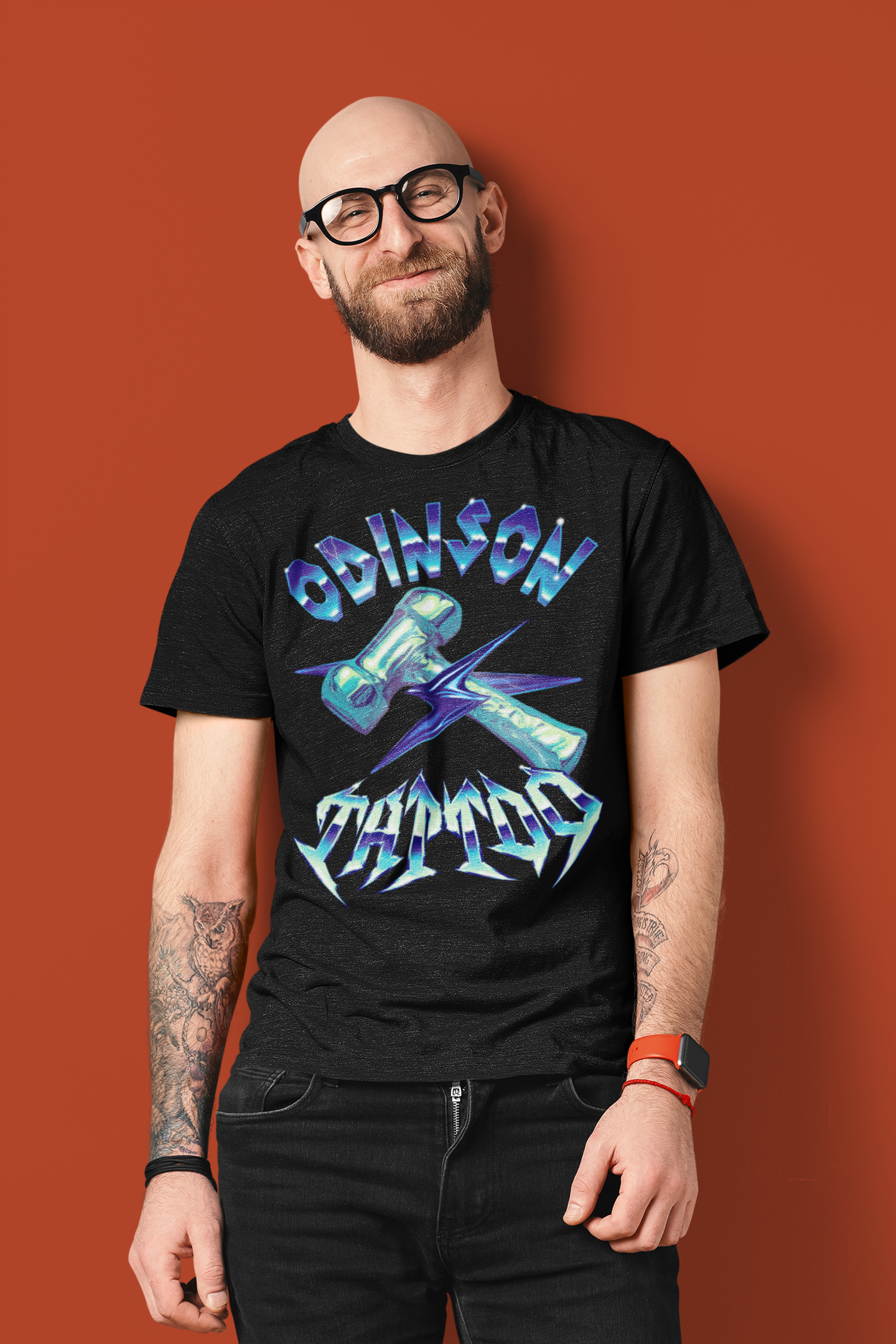 Odinson Tattoo T-Shirt: Chrome Mjolnir